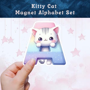 Kitty Cat Alphabet Magnets: Watercolor ABCs for Fridge or Classroom
