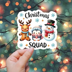 Squadra di Natale / Adesivo o magnete / Adesivo impermeabile, magnete da frigorifero, computer portatile, bottiglia d'acqua, Kindle, inverno, stagione accogliente, pinguino carino