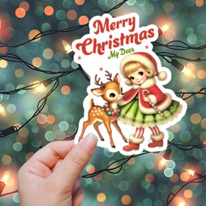 Frohe Weihnachten mein Hirsch | Sticker oder Magnet | Wasserdichter Aufkleber, Kühlschrankmagnet, Laptop, Wasserflasche, Kindle, Winter, gemütliche Jahreszeit, Rentier