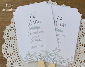 Personalized Baby Shower Fans: Greenery Favor Keepsake