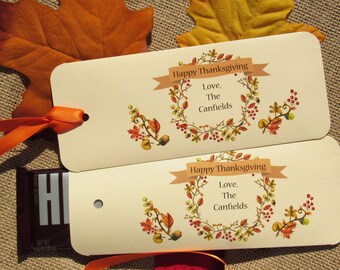 Personalized Thanksgiving Candy Bar Wrappers: Fall Wreath Favors