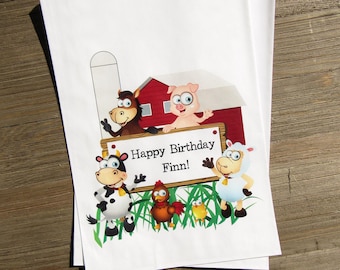 Personalized Farm Animal Birthday Party Favor Bags
