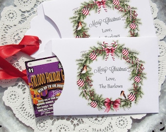 Personalized Christmas Lottery Ticket Envelopes: Holiday Party Favors