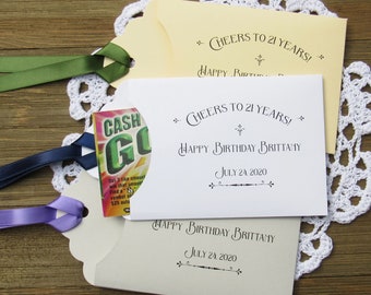 Personalized 21st Birthday Lottery Ticket Favors: Ribbon included