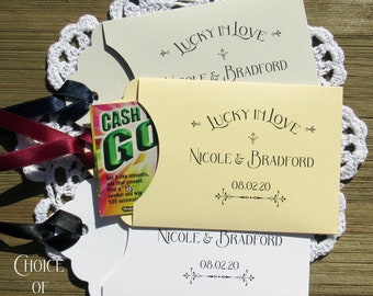 Personalized 'Lucky in Love' Wedding Lottery Ticket Favors