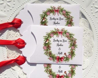 Personalized Winter Wedding Favor Lottery Ticket Envelopes