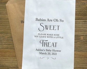 Sweet Baby Shower Favor - Baby Shower Candy Bags - Baby Shower Cookie Bags - Personalized Baby Shower Favor Bags