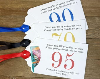 Milestone birthday party favors personalized, scratch card holders, thank you gifts, lottery ticket envelopes,