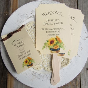 Sunflower Favor Fans, Sunflower Bridal Shower, Sunflower Favors, Bridal