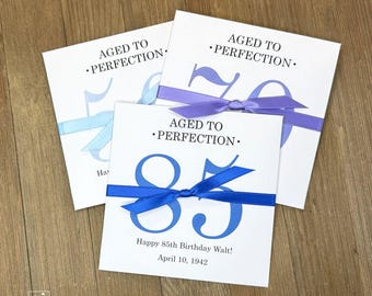 Aged to Perfection Adult Birthday Favors, Personalized Scratch off Holders, 80th, 90th, 60th, 70th,
