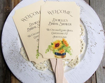 Sunflower Bridal Shower Favor Fans: Personalized Keepsake