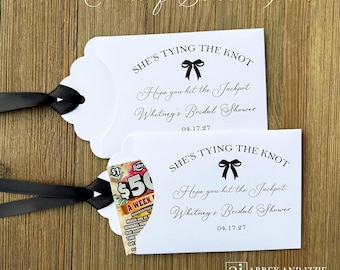 Pink Bow Bridal Shower Favors, Personalized Scratch off Favor, Black Bow Favors