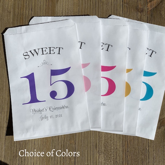 Sweet 15 Favor Bags 15th Birthday Favors Quinceanera Favor Bags
