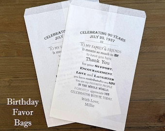 Personalized Birthday Favor Bags: Adult Party Thank You