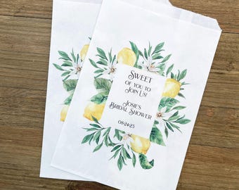 Amalfi Coast Bridal Shower Favor Bags: Personalized Lemon Design Bags, Yellow Shower