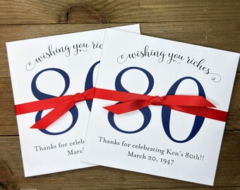 Personalized Birthday Scratch Card Favors,  Lottery Ticket Envelopes, 100th Birthday Celebration
