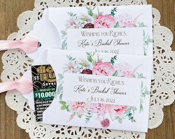 Pink Floral Bridal Shower Lottery Ticket Favors