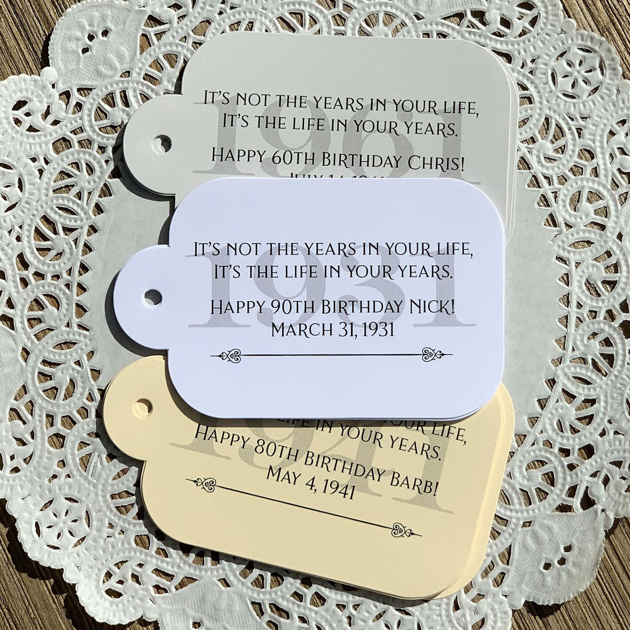 90th Birthday Favor Adult Birthday Favor Favor Tags Gift Etsy