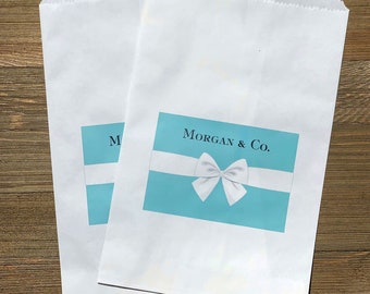 Personalized Robins Egg Blue Favor Bags: Elegant Candy Buffet Treat Bags