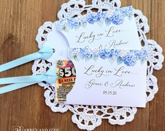 Blue Hydrangea Wedding Favors Scratch Card Holders