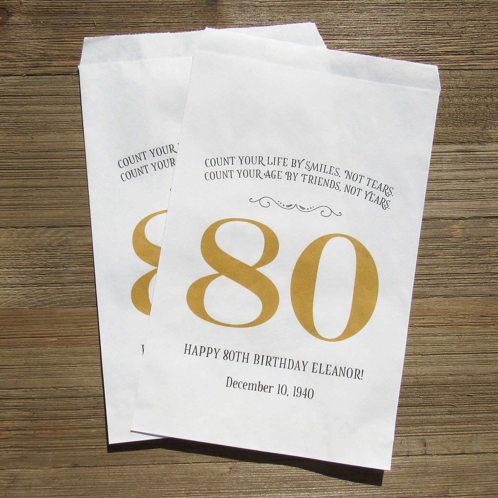 80th Birthday Favor Bags Adult Birthday Favors Birthday Etsy