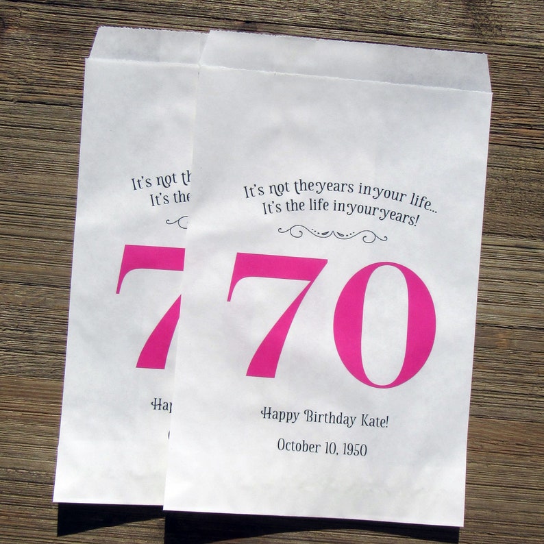 70th Birthday Favor Bags 70th Birthday Favor Bags Adult Etsy