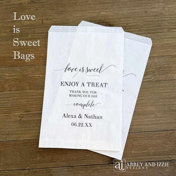 Personalized Wedding Favor Bags: "Love is Sweet" Candy Buffet