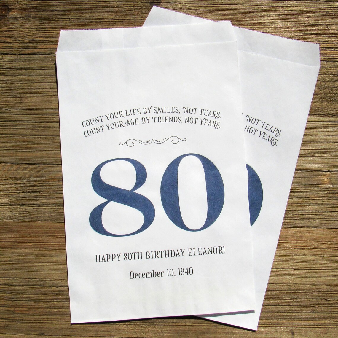 80th Birthday Favor Bags Adult Birthday Favors Birthday Etsy