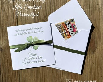 St. Patrick's Day Favors, Promotional Gifts, Coworker, Friends, Lotto Ticket Envelope