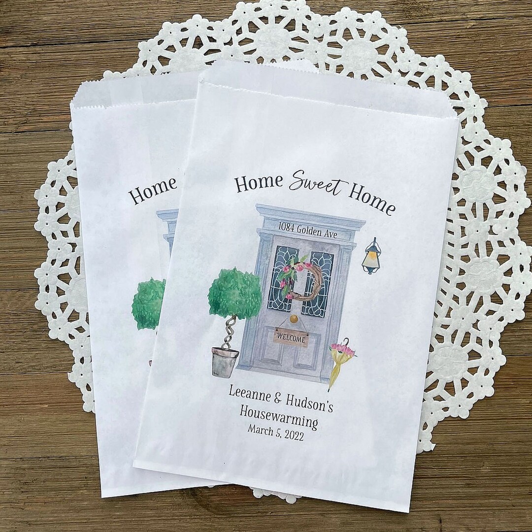 Housewarming Favor Bags, Personalized With the New Address and Names of