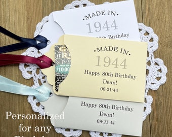 Sobres de lotería personalizados con lazo para cumpleaños, para fiestas de 80 y 90 años