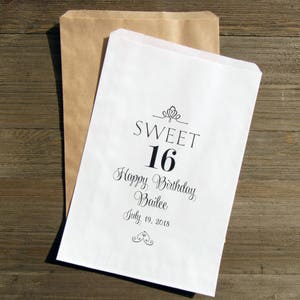 Sweet 16 Favor Bags | Sweet 16 Birthday | Sweet 16 Party Favors | Teen Birthday Favors | Sweet 16 Paper Bag | Sweet 16 Candy Bags |