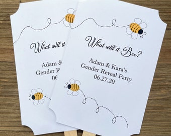 Personalized Gender Reveal Party Favor Fans: Bee Theme
