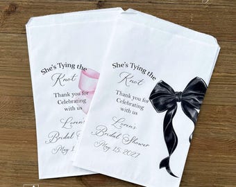 Black Bow Bridal Shower Favor Bags Personalized