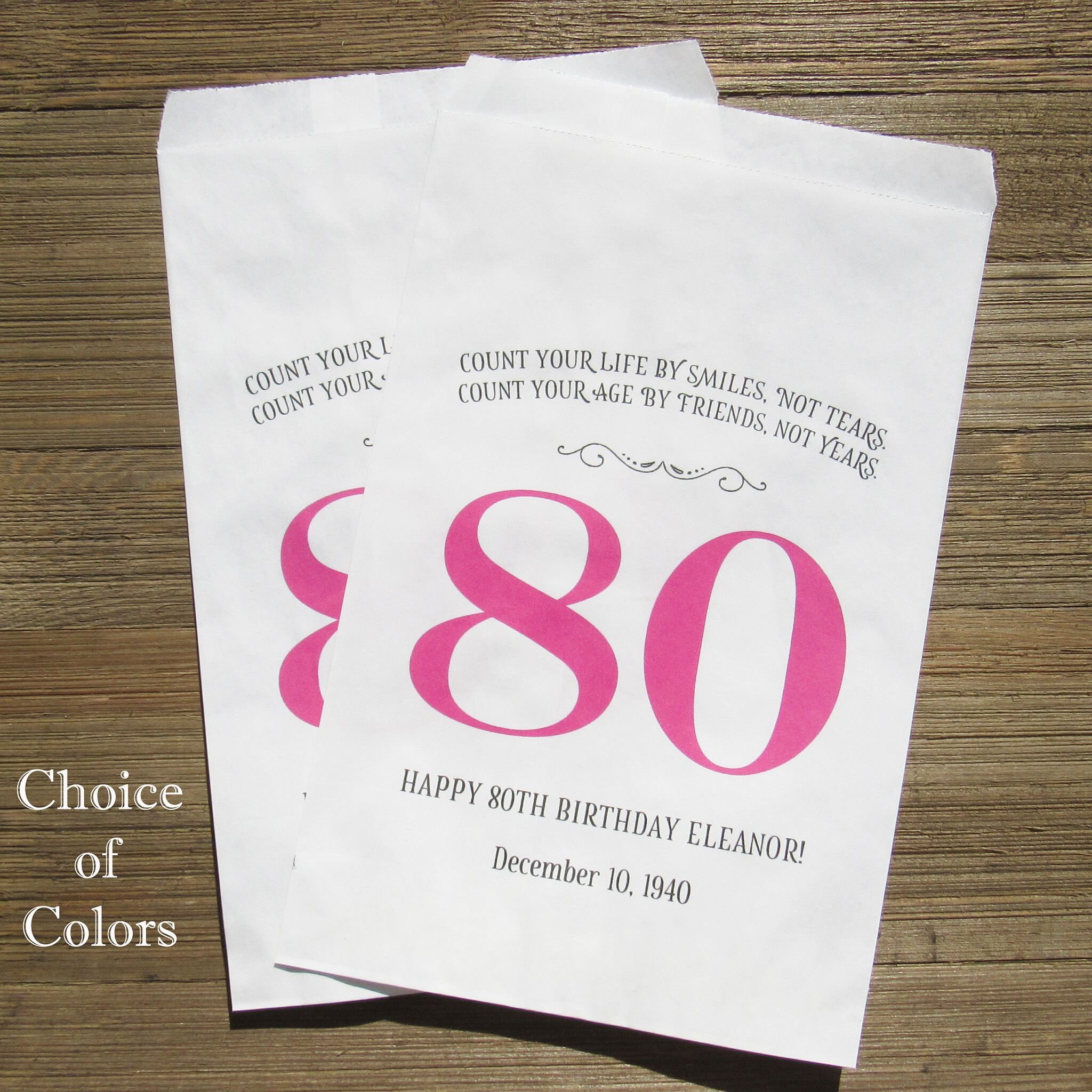80th Birthday Favor Bags Adult Birthday Favors Birthday Etsy UK