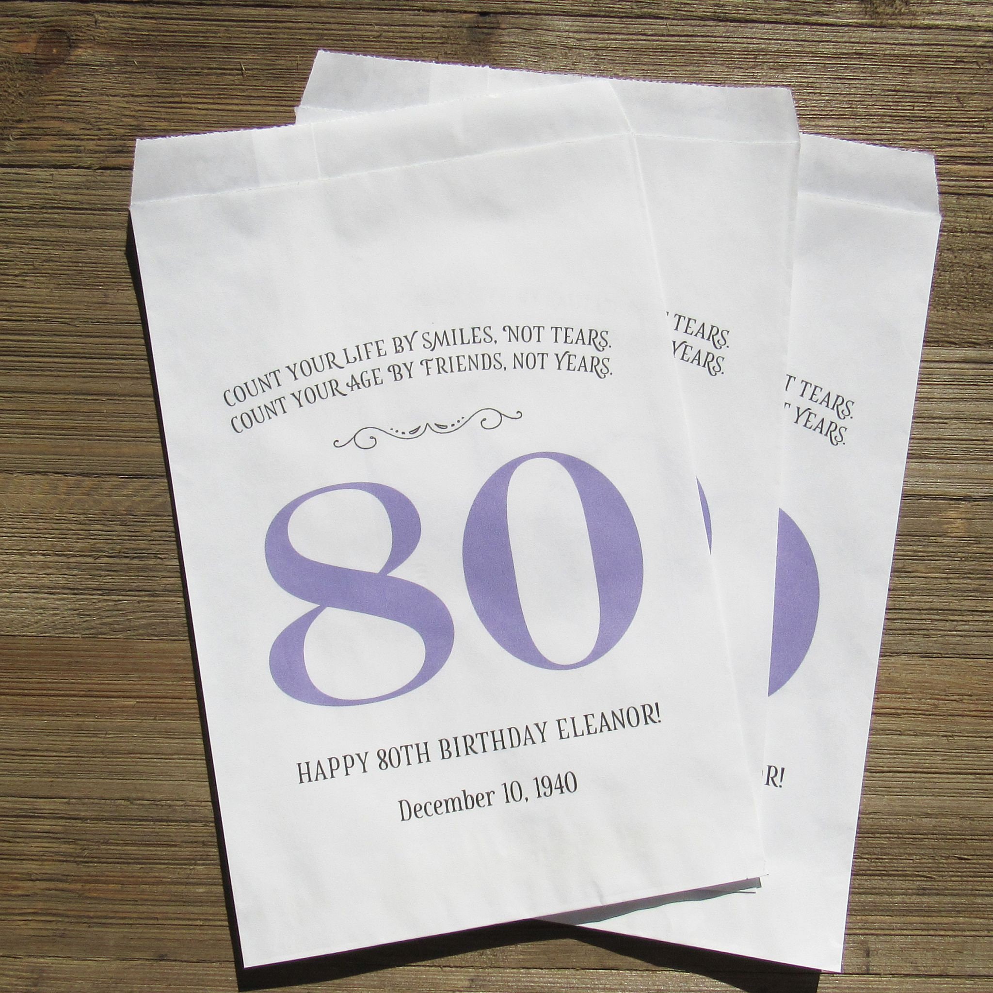 80th Birthday Favor Bags Adult Birthday Favors Birthday Etsy