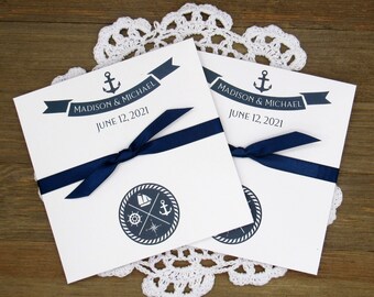 Nautical wedding guest favors personalized and assembled, ribbon comes attached.  A fun and easy wedding favor that guests will enjoy.