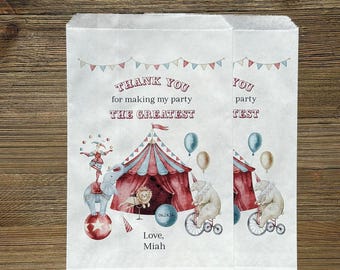 Circus Birthday Treat Bags Personalized for the Guest of Honor