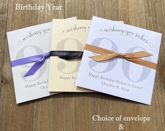 Personalized 90th Birthday Lottery Ticket Envelopes with Ribbon