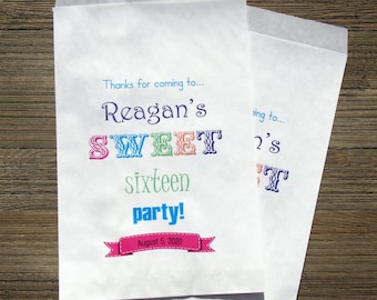 Personalized Sweet 16 Favor Bags: Custom Paper Goodie Bags
