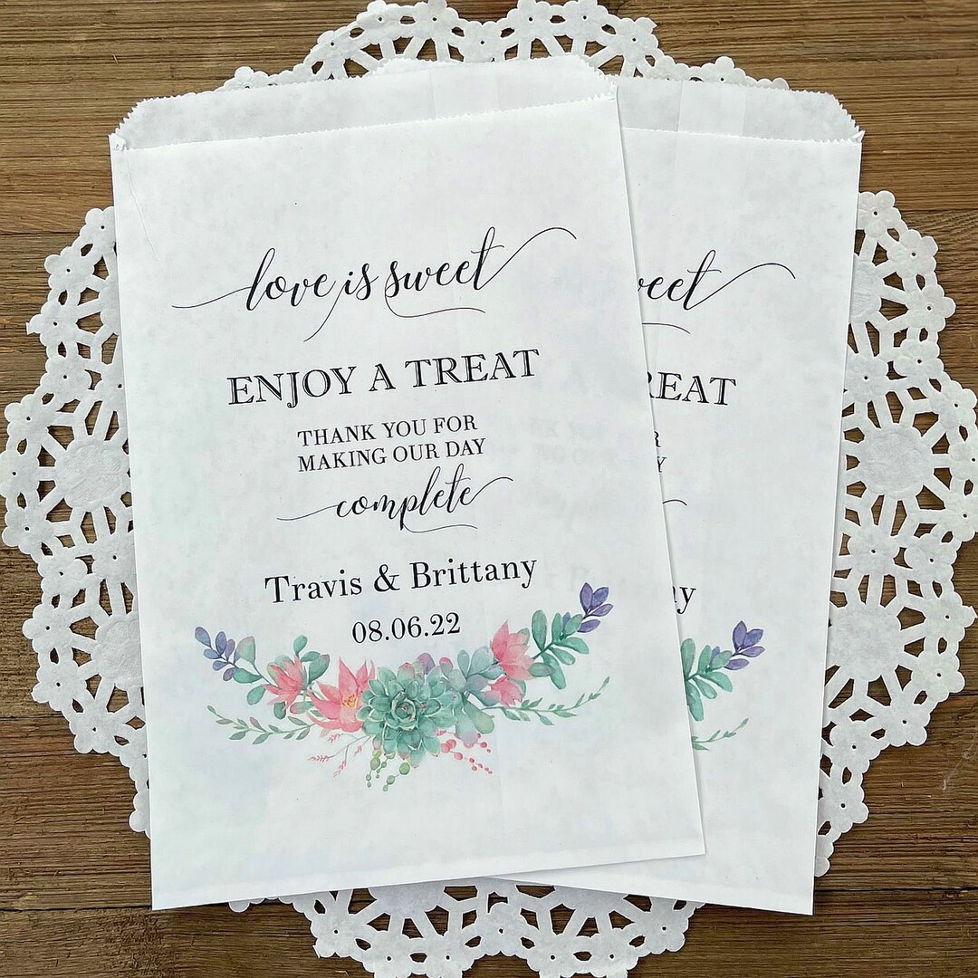 Wedding Paper Bags Wedding Favor Bags Wedding Succulent Wedding Candy