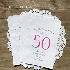 Celebrate a 50th birthday in style with our personalized 50th party favor bags.  Also can be made for a 40th Birthday Party.