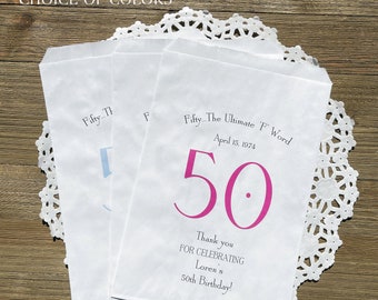 Personalized 50th Birthday Party Favor Bags