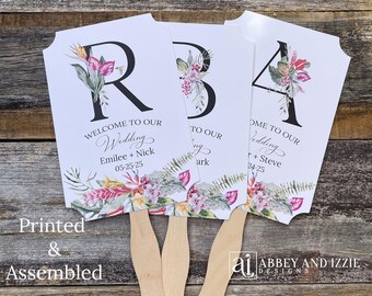 Personalized Tropical Wedding Fans: Monogrammed Fans
