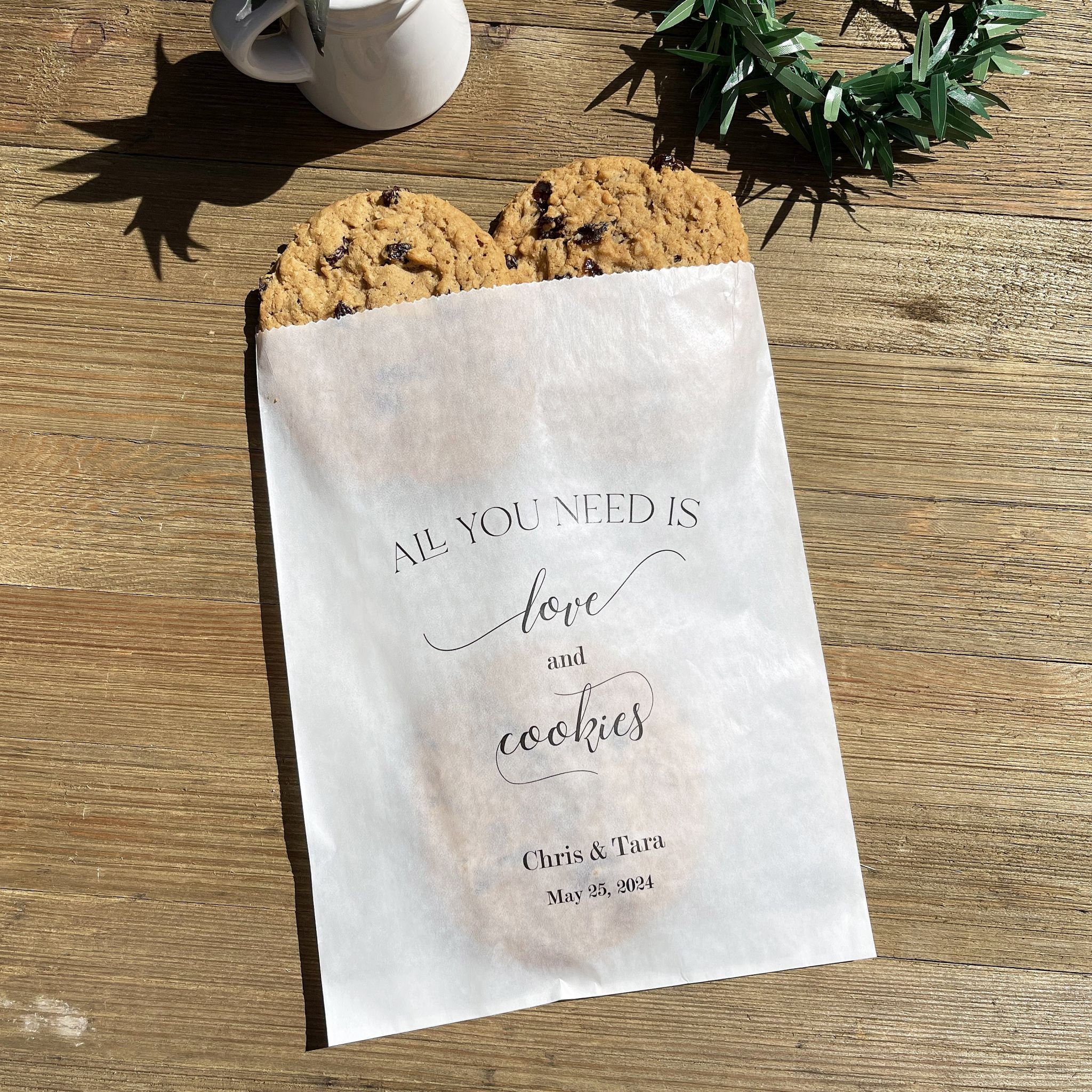 Personalized Wedding Cookie Bags: Glassine Favor Bags (6 3/4" X 9 1/4 Personalized Wedding Cookie Bags: Glassine Favor Bags (6 3/4" X 9 1/4