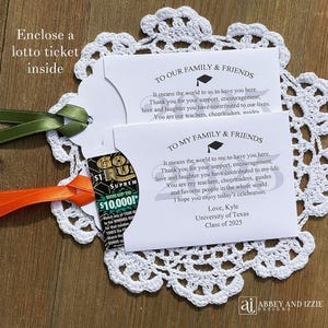 Lottery Graduation Party Favors to thank your guests for celebrating with you.  Fun graduation party favors, slide a lottery ticket in!