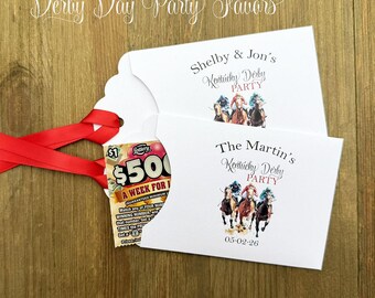 Derby Day Party Favors Personalized Lottery Ticket Envelopes