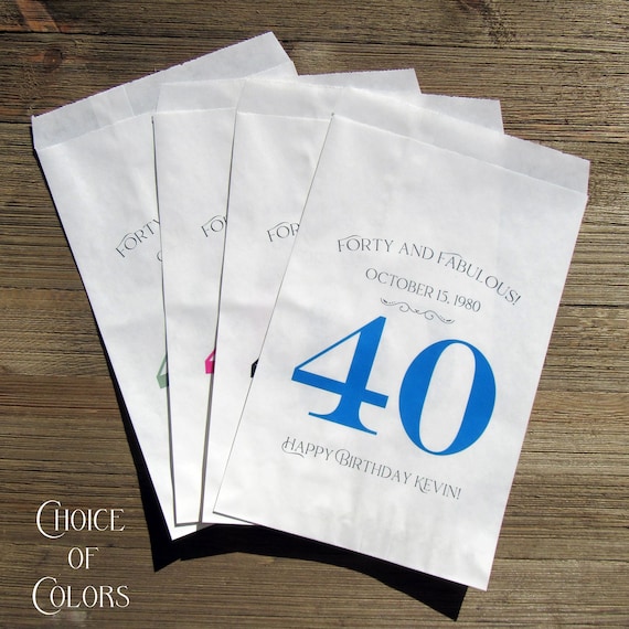 40th Birthday 40th Birthday Favor Bags 40th Birthday Etsy