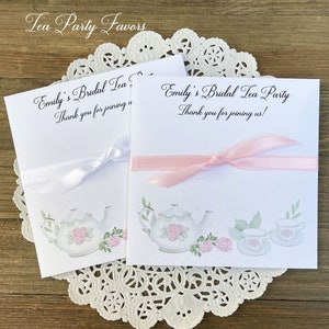 Bridal  tea party shower favors, personalized for the bride to be.  Add tea bags for the perfect tea party table favors.