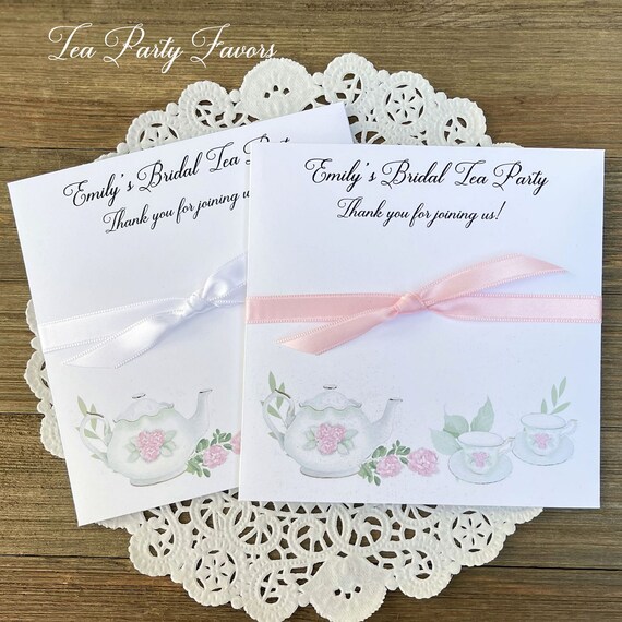 Bridal shower tea party favors, personalized for the bride to be. Add
